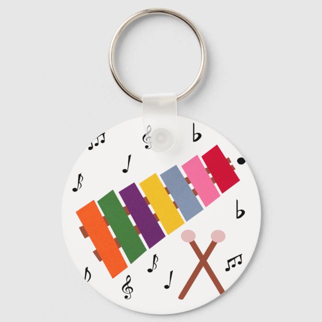 Xylophone Multicolred Musical Instrument Tecknad Nyckelring (Framsida)
