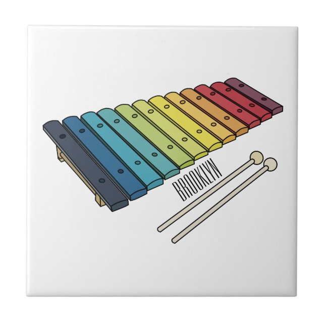 Xylophone-tecknad illustration kakelplatta (Framsidan)