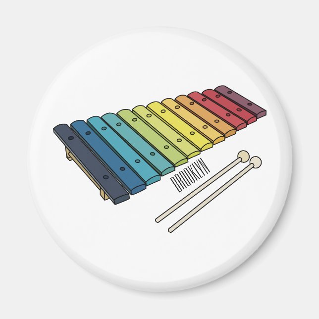 Xylophone-tecknad illustration magnet (Framsidan)
