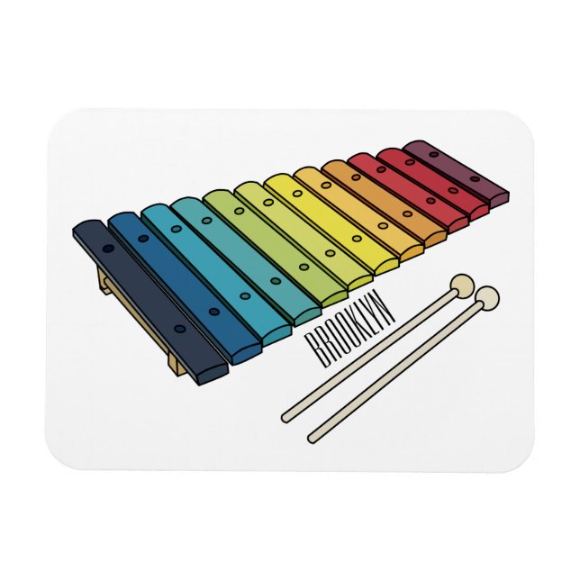 Xylophone-tecknad illustration magnet (Horisontell)