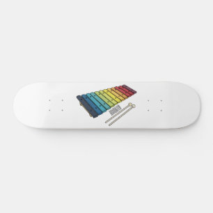 Xylophone-tecknad illustration mini skateboard bräda 18,5 cm