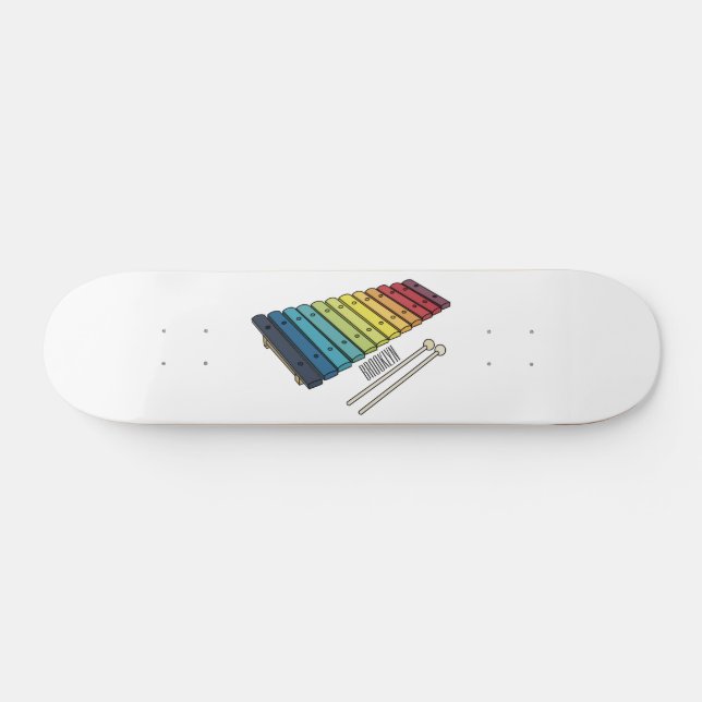 Xylophone-tecknad illustration mini skateboard bräda 18,5 cm (Horz)