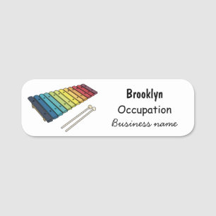Xylophone-tecknad illustration namnbricka