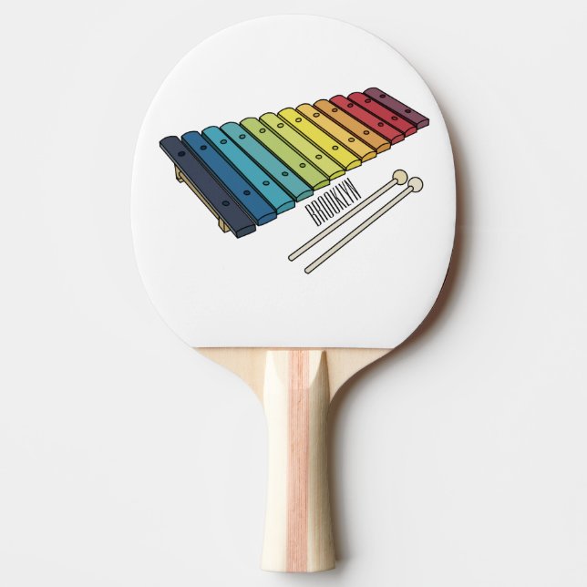 Xylophone-tecknad illustration pingisracket (Framsidan)
