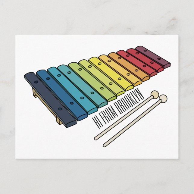 Xylophone-tecknad illustration vykort (Framsida)