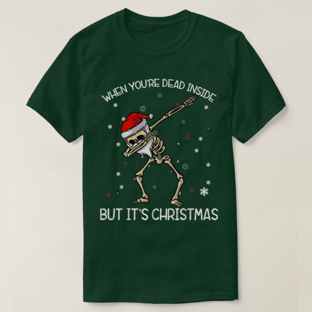 Y04q Skeleton Dabbing God jul jul Helgdag T Shirt (Design framsida)