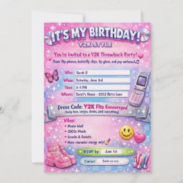 Y2K 2000's Birthday Party Invitation Inbjudningar