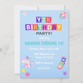 Y2K 2000's Trendy Birthday Party Invitation Inbjudningar