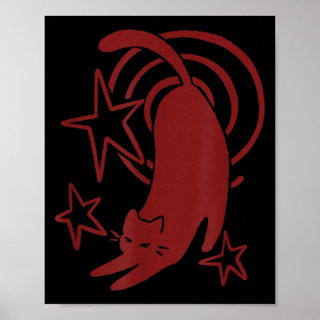 Y2K 90-tal Söt Sömnig Tomcat Katt som sträcker sig Poster (Framsidan)
