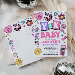 Y2K 90-talet Disco 30års födelsedag Party Inbjudningar