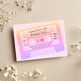 Y2k 90s 80s Tema PastellRosa Tonåring Födelsedagsf Inbjudningar