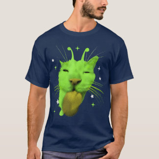 Y2K Alien Cat Meme UFO Retro Silly Cats Lover Vint T Shirt