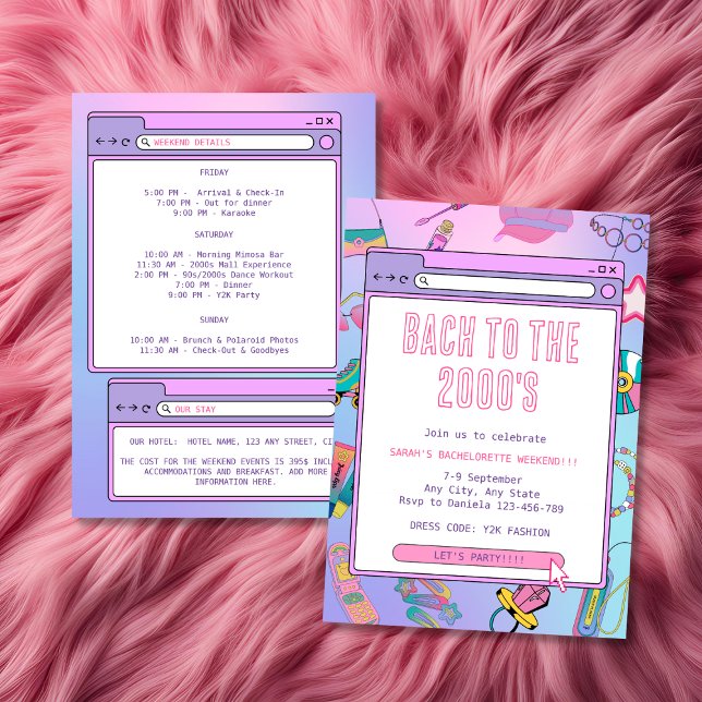 Y2K Bachelorette Helg Bach till 2000-talet Inbjudningar (Y2K Bachelorette Weekend Bach To The 2000's Invitation)