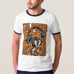 Y2K Badger Audio Squad Retro Glitch T Shirt