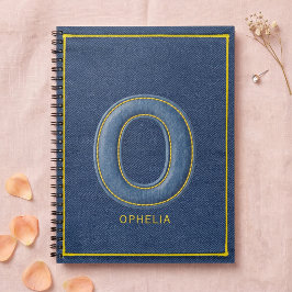 Y2K Blå Denim Gul Söm Monogram Anteckningsbok