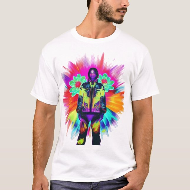 Y2K Bloom: Techwear uppfyller luminescent natur T Shirt (Framsida)