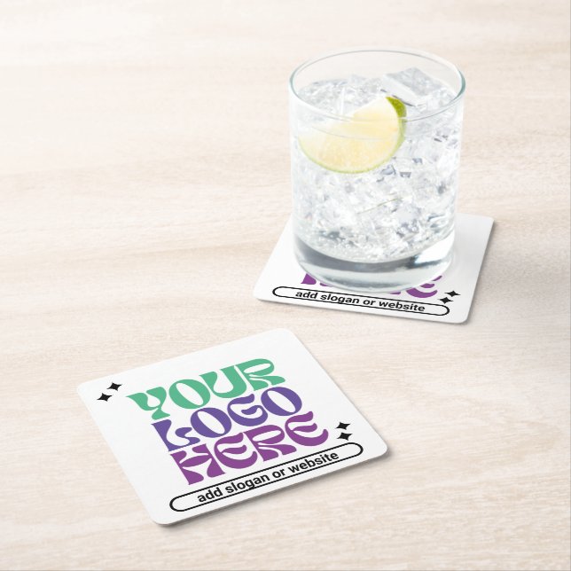 Y2k Business Logo Retrowave Cute Stars Underlägg Papper Kvadrat (Insitu)