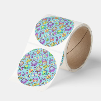 Y2K Digital Nostalgia Tech Doodle Sticker Runt Klistermärke