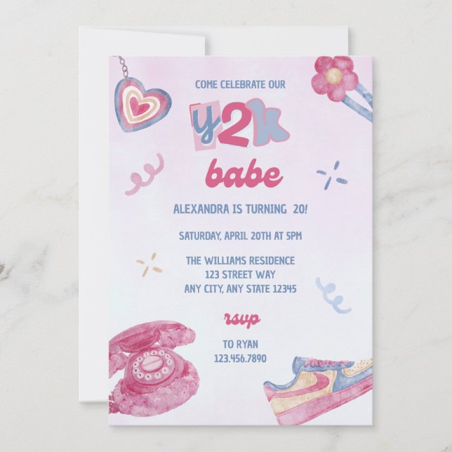 Y2K Födelsedagsfest Inbjudan (Framsida)