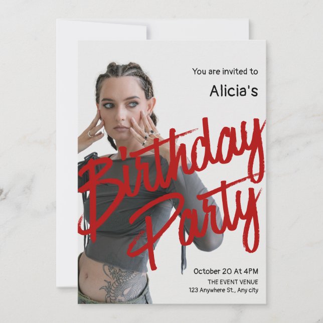 Y2k-fotofödelseår Inbjudningar (Framsida)