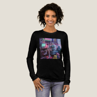 Y2K Gamer Tjej Vibbar – Retro Teknik & Neon Rum Es T Shirt