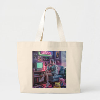 Y2K Gamer Tjej Vibes – Retro Teknik & Neon Rum Est Jumbo Tygkasse