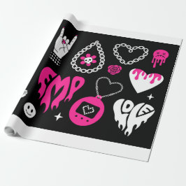 Y2k-glamorns rosa och svart inslag-uppsättning. Bu Presentpapper