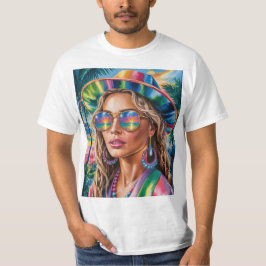 Y2K Glitch Aesthetic Tee - Neon Retro Cyberpunk Vi