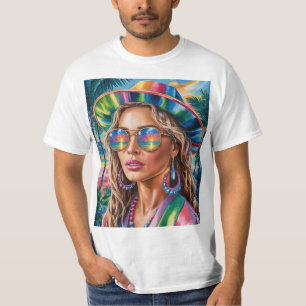 Y2K Glitch Aesthetic Tee - Neon Retro Cyberpunk Vi