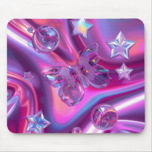 Y2K Holografisk Gradient Musmatta Chrome Stars