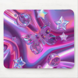 Y2K Holographic Gradient Mouse Pad | Chrome Stars Musmatta