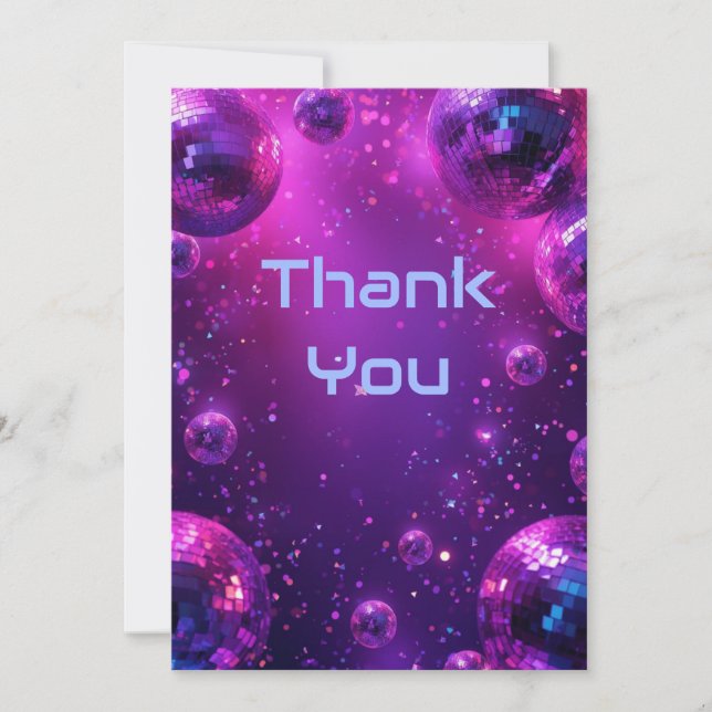 Y2K Holographic Thank You Card | Neon Chrome NYE Tack Kort (Framsida)