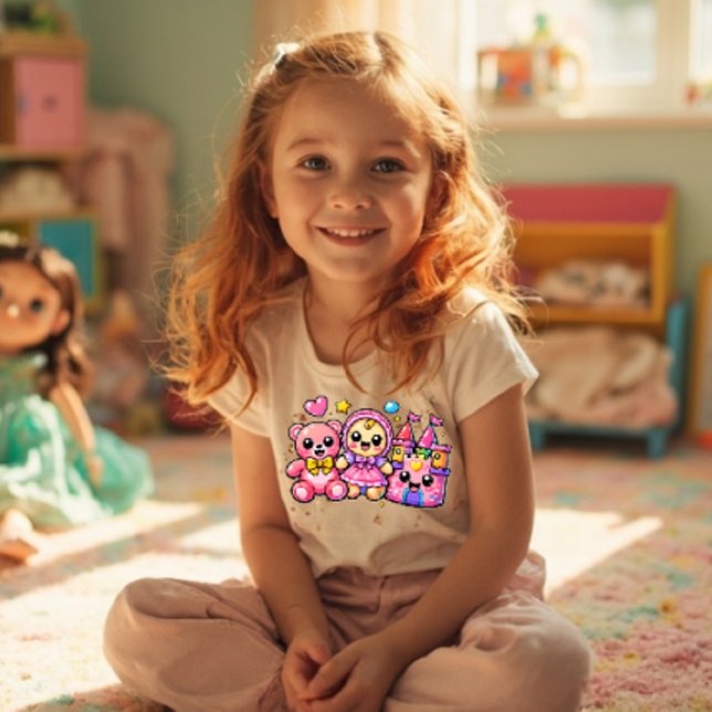 Y2K Kawaii Toy Mashup – Teddy Bear Doll Castle Cut T Shirt (Skapare uppladdad)