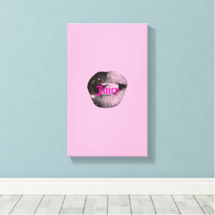 Y2K Lips Porträtt – Glansig estetisk Pop Art Print Canvastryck