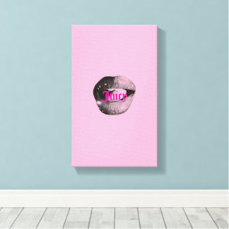 Y2K Lips Porträtt – Glansig estetisk Pop Art Print Canvastryck