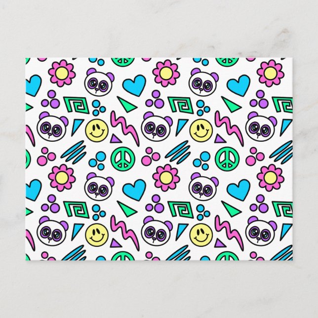 Y2K Pandas on White - 1000Pandas by Amanda Roos Vykort (Framsida)