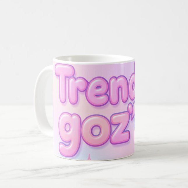 Y2K Pastel Rosa 3D Bubbelbokstav Trendig  Kaffemugg (Framsida vänster)