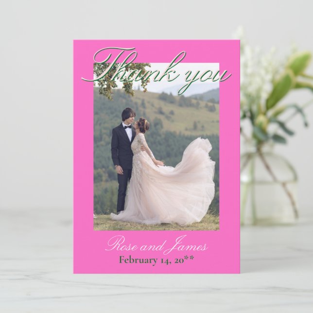 Y2K Pink Anime Gothic Cat Photo Thank You Card (Stående Fram)