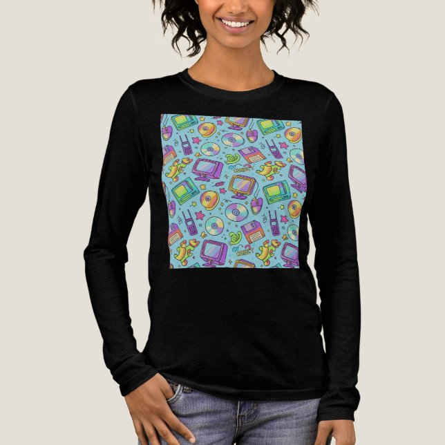 Y2K Retro Teknik Estetiska Klotter  T Shirt (Framsida)