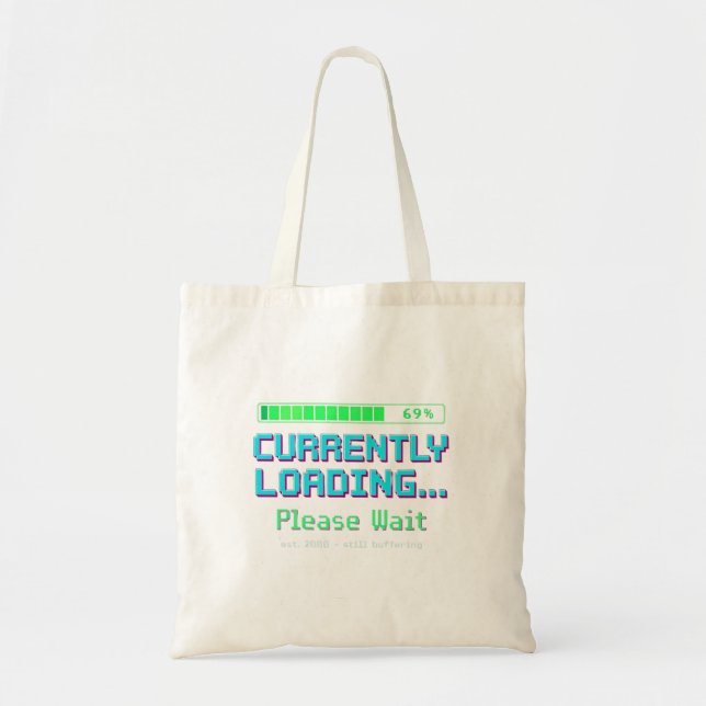 Y2K Retro Tote Bag | För närvarande Laddar Canvasv Tygkasse (Framsidan)
