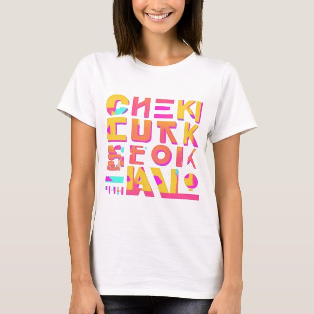 Y2K Revival Glitch Design - Neon Nostalgia T Shirt (Framsida)