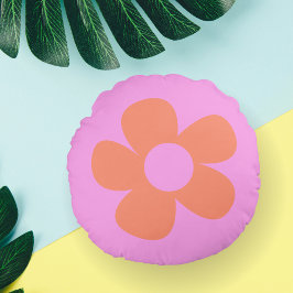 Y2k-Shock rosa, blomsterdekoration Rund Kudde