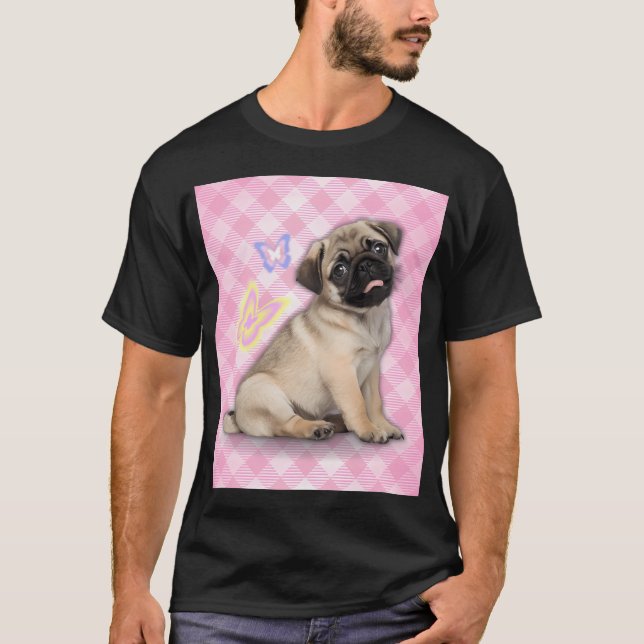 Y2K Söt Pug Valp - Tidig 2000-talsstil T Shirt (Framsida)
