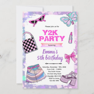 Y2K tjejtema party inbjudan
