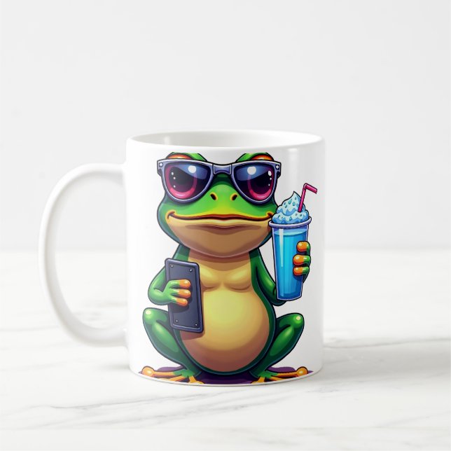 Y2K Tropisk Groda Grumpy Flip Telefon Slushie Vapo Kaffemugg (Vänster)