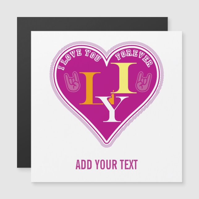 Y2K Vibrant Pink ILY Sign Language Heart Custom (Fram/baksida)