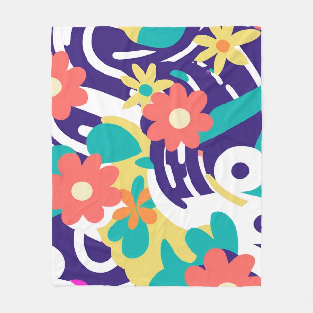 Y2K Vibrant Wildblomma Fold Retro Vår Design Fleecefilt (Framsidan)