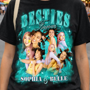 Y2K Vintage 90s BFF Bootleg Teal Cool Bästa Vänner T Shirt