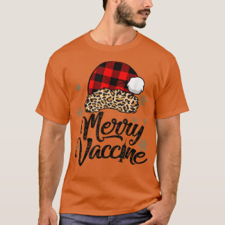 Y4Ry Leopard Santa Hat Merry Vaccine Christmas Xma T Shirt