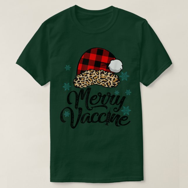 Y4Ry Leopard Santa Hat Merry Vaccine jul Xma T Shirt (Design framsida)